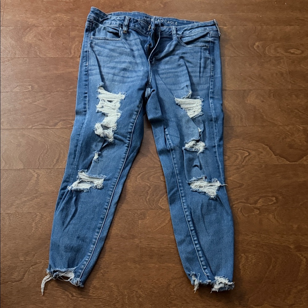 American Eagle Outfitters Ripped Blue Skinny Jeans